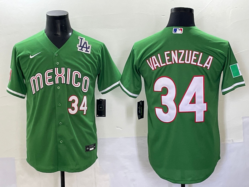 Men 2025 Los Angeles Dodgers #34 Valenzuela green Nike MLB Jersey style 6